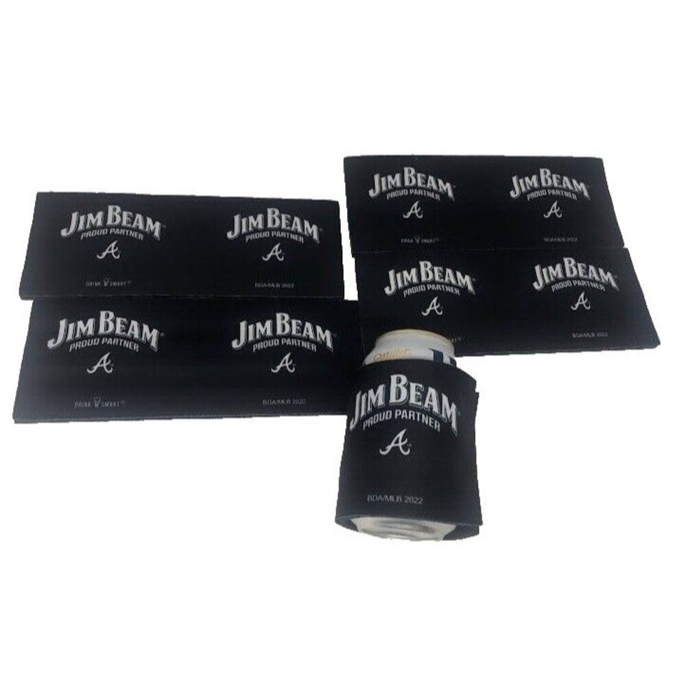 Jim Beam Braves Wrap Around Koozie Beverage Wrap Rare Promotional MLB LOT OF 5